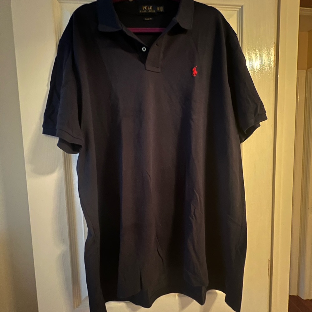 Ralph Lauren Men's Dark Blue Polo Shirt with Red Logo
